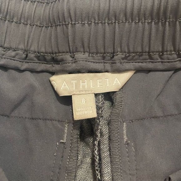 Athleta Drawstring Bali Linen Gray Jogger Ankle Cuff Pants Size 6 - Picture 6 of 10